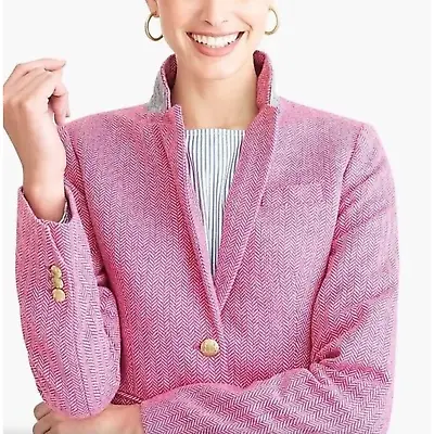 J. CREW Factory Herringbone Schoolboy Wool Blend Blazer Jacket Pink {HH12} • $90