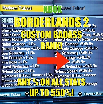 Borderlands 2 Custom Modded Character BAR Rank Stats Up To 550% XBOX ONE + X/S • $21.99