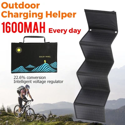 40W Portable Solar Panel Folding Bag Solar Charger Foldable Solar Power Supply • £59.99