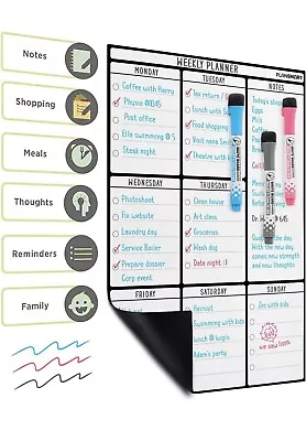 A3 Magnetic Dry Wipe Weekly Planner Whiteboard For Fridge By Plan Smart • £5