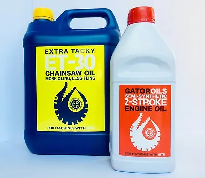 5L Gator Chainsaw Chain Oil & 1L 2 Stroke Engine Oil For Stihl Husqvarna Etc.  • £20.99