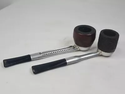 Two Vintage Pipes Falcon And Alco Aluminum And Wood Pipes • £10