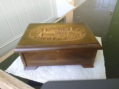 Vintage Ornate Wood  Salzburg  Musical (Edelweiss) Trinket Box. • £3.99