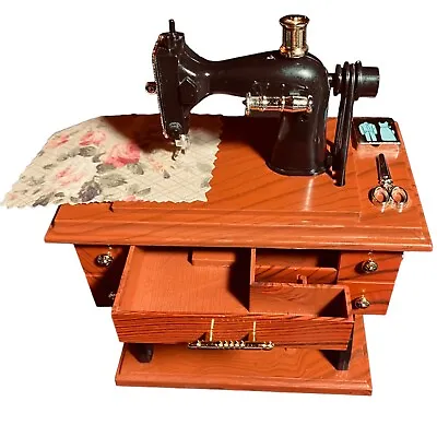 Sewing Machine Music Box Wind Plastic Table Decoration Toy Doll House Furniture • $18.96