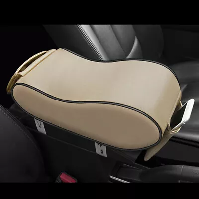 Car Center Console Box Armrest Cushion Elbow Support Heighten Pad Leather Beige • $23.30