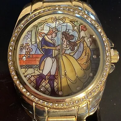 Rare Disney Beauty And The Beast Princess Belle Stained Glass Watch • $116.99