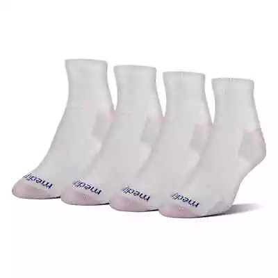 MediPEDS Women's Diabetic Quarter Socks White/pink Shoe Size 6-10 4 Pair • $10