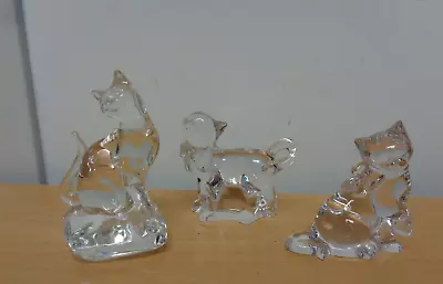 Lot Of 3 Lenox Clear Crystal Glass Cat Kitten Set Vintage Figures • $31.99