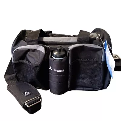 NEW Everest Gym Sport Duffle Bag Wet Pocket Water Bottle Black 18 X11.5 X10.5  • $19.95