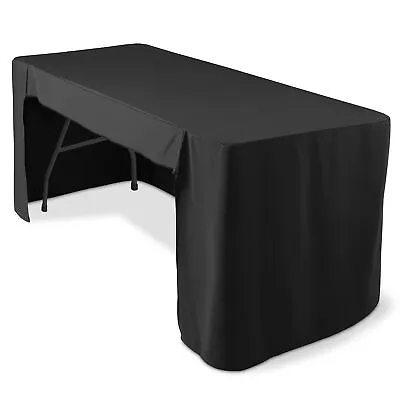 6' Fitted Tablecloth Cover With Open Back - Black • $10.95
