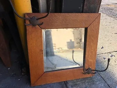 C1900 Quartersawn Oak Larkin #1 Mirror Frame W Original Hardware Hooks 15.5” Sq • $139