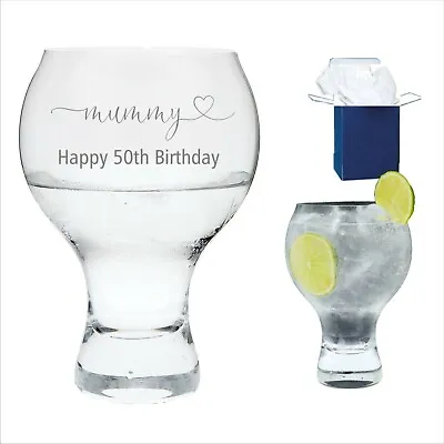 Personalised Gin Glass Birthday Gift 50th 60st 65th70th Any Age Gift Boxed  • £11.95