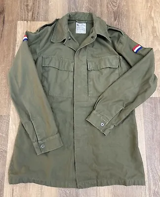 VTG Dutch Netherland Military Jacket Olive Green Sz 100cm (US 2XL?) • $29.99