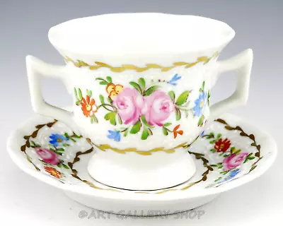 VTG Limoges France HANDPAINTED ESPRESSO DEMITASSE CUP AND SAUCER Artist Signed • $16.19