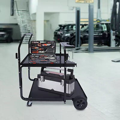 Black Dual Cylinder Rack Cart 2-Tier Heavy Duty Welder Welding Cart On Wheels • $147.01