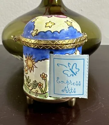 Vintage Empress Arts Miniature Enamel Floral Mailbox Stamp Holder Dispenser Box • $14