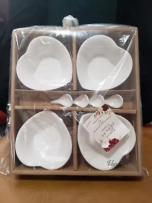 8-piece Verdict Design White Heart Shaped Bowls With Spoons(4 Bowls 4 Spoons) • $32.99