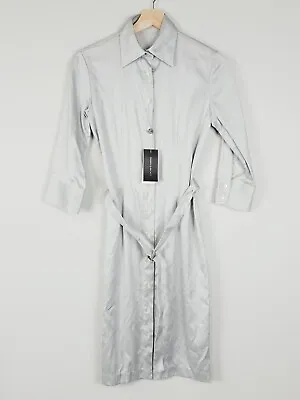 [ RHODES & BECKETT ] Womens Grey Shirt Dress NEW + TAGS RRP $249  | Size AU 4 • $75