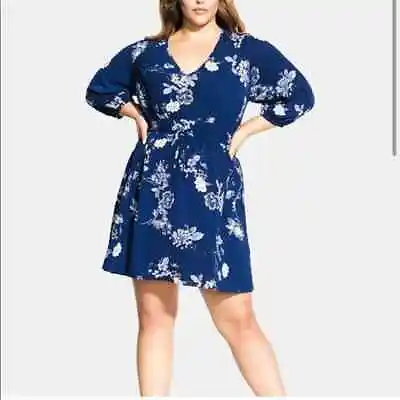$29.99 • Buy City Chic Ladies Sapphire Tunic Dress Sizes 20 Large Colour Sapphire Garden