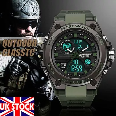 Military Men Watch Waterproof Tactical Rugged Digital Sports Wrist Watches Army • £5.88