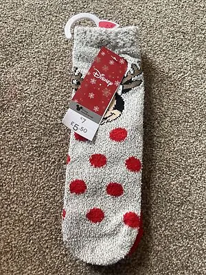 F&F Disney Christmas Minnie Mouse Cosy Socks Bed Socks Size 9-12 • £4