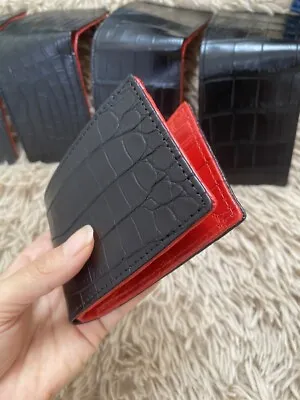 Black - Red Genuine Alligator Crocodile Leather Skin Men's Bifold Wallet • $150
