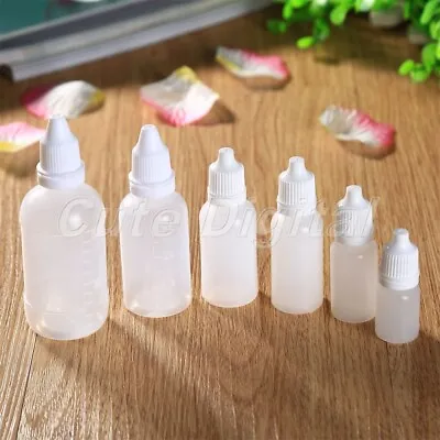 10/50pcs 5-50ml Plastic Squeezable Drop Bottles Eye Liquid Droppers Containers • $3.30