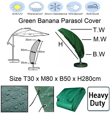 3.5M Parasol Cover Waterproof Garden Banana Umbrella Cantilever PE Parasol Cover • £7.50