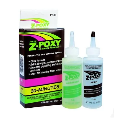 Pacer Zap PT-39 Z-POXY 30 Minute Epoxy Resin 8oz Pack PT39  UK Model Shop • £21.99