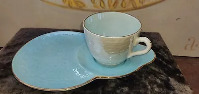 Vintage Maling Lusterware Harlequin Blue Tennis Cup And Saucer  Set • £4