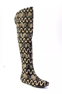 Missoni Womens Knit Wiggle Print Back Zip Over The Knee Boots Black Size 10US 40 • $158.59