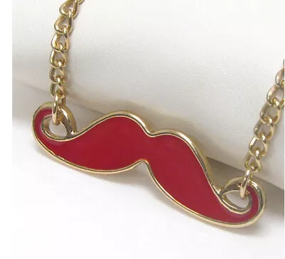 Red Mustache Pendant Necklace For Women • $14.95