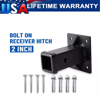 Black Bolt On Hitch Receiver Tube 2 Inch Hitch Wall Mounted Hitch Mount Cargo • $39.50