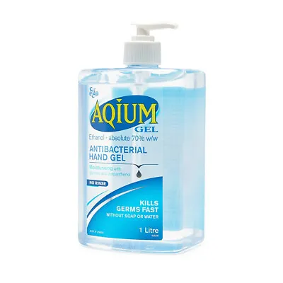 Aqium Antibacterial Hand Sanitiser Hospital Grade Gel 1L Bottle Pump • $15.95