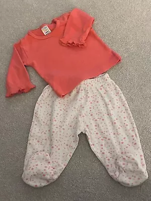 Newborn Baby Girl Ditsy Print Cosy 2 Piece Long Sleeved Top &Trousers With Feet • £4.99