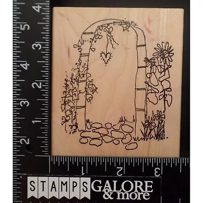 Imaginations Rubber Stamps LRG SKETCHED GARDEN ARCH ARBOR FLOWERS FENCE #1765 • $7.19