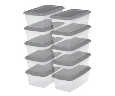 $14.99 • Buy 10 Pack 6 Qt Clear View Storage Boxes Stackable Bin Plastic Containers Box 