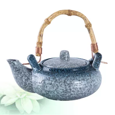  Blue Tea Kettle Ceramic Teapot With Wooden Handle Loose Leaf • £17.69