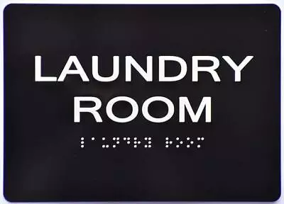 Laundry Room Sign With Braille And Raised Letters (Aluminum Black Size 5x7) • $14.99