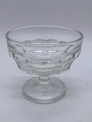 Vintage Jacobean Reg. Clear Pressed Dimpled Glass Small Pedestal Dessert Bowl  • £8.99