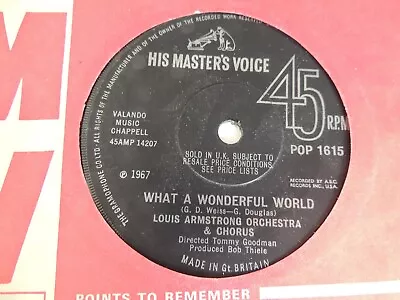 HMV 1967 What A Wonderful World Louis Armstrong 7  Vinyl Single • £1.75