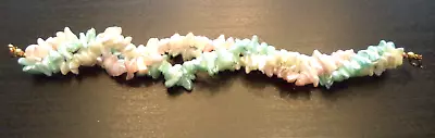 Stunning Vintage Estate Blue Pink White Glass Beaded 7 1/2  Bracelet!!! 1567y • $0.99