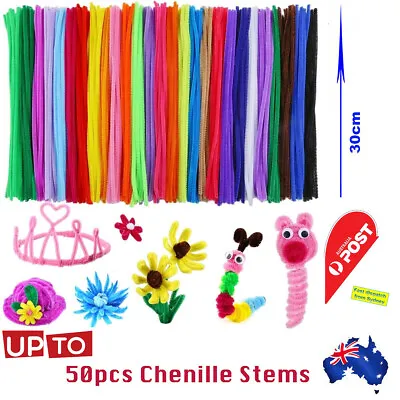 Pipe Cleaners Chenille Stems Pipe Cleaner Craft Sticks Asst Colours Art 30cm AU • $4.85