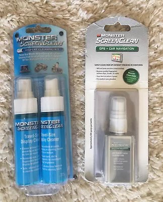 ~~ TWO (2) Monster Cable Screen Clean Kits NEW W/ Cleaning Cloths ScreenClean ~~ • $14.99