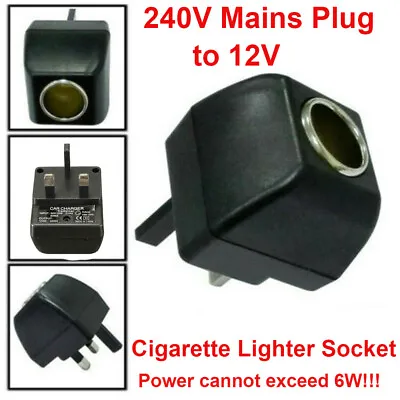 Cigarette Lighter Socket 240V Mains Plug To 12V Car Charger Power Adapter ~ • £5.25