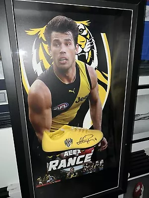 AFL RICHMOND TIGERS ALEX RANCE HAND SIGNED & FRAMED FOOTBALL BOOT - Premiers • $395