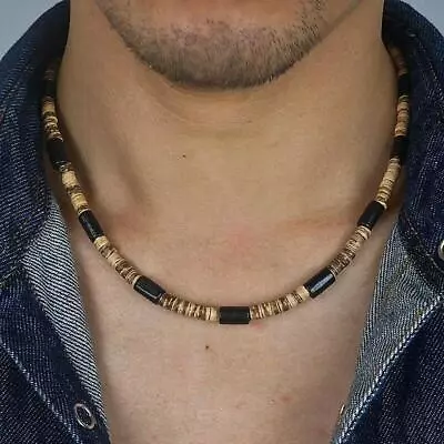 Men's Tribal Coconut Beads Necklace - Ethnic Bohemia Puka Shell Surfer Style • $8.99