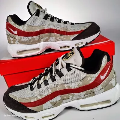 Nike Air Max 95 SE Men's US 14 Brown Bone Khaki Red White Retro Run Sport Style • $132.30