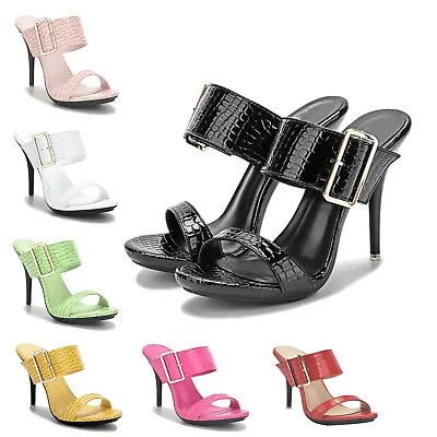 Women's Shoes Peep Toe High Heels Sandals Belt Buckle Band Casual Slipper Mules • $45.03