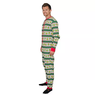 Adult Unisex Grinch Seuss Face Ugly Christmas Sweater Pajama Union Set Sleepwear • $27.95